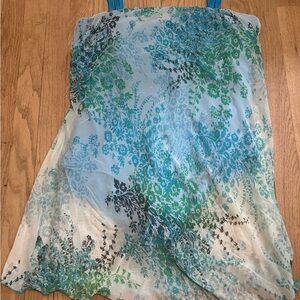 Floral Overlay Blue and Green A-Line Mini One Piece